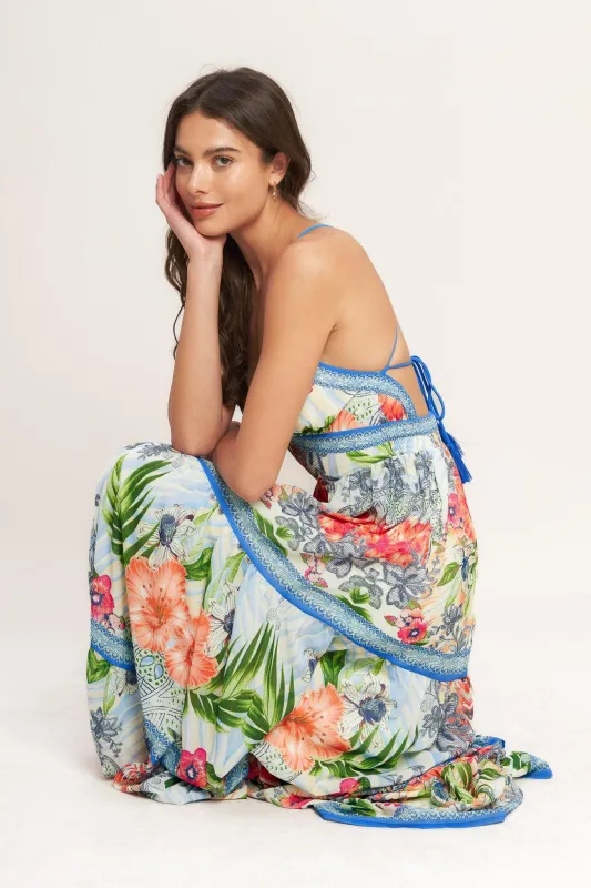 Fresh Botanical Scale Woven Maxi Dress made by Flying Tomato