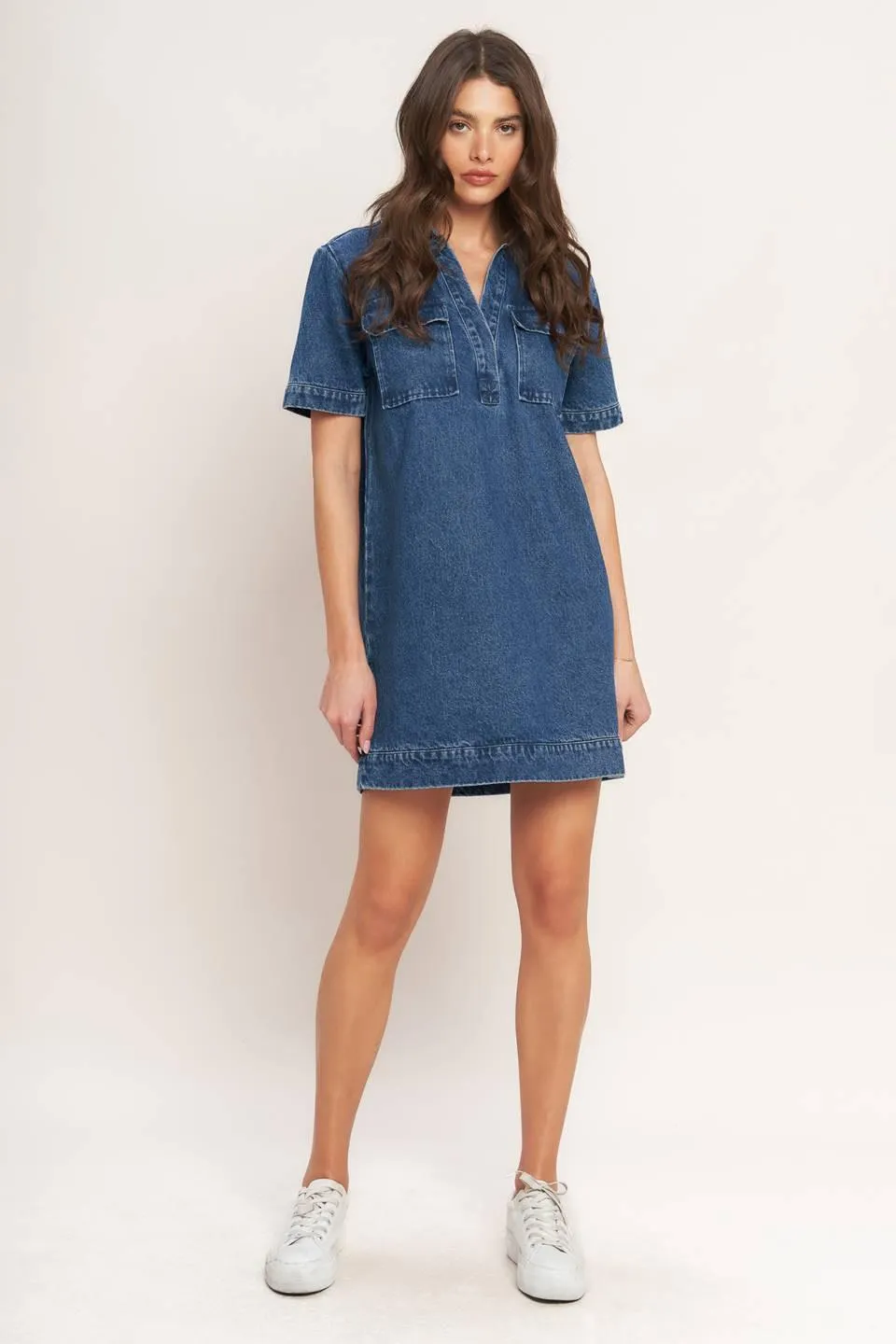 Blue Canvas Denim Mini Dress sold by Zulily