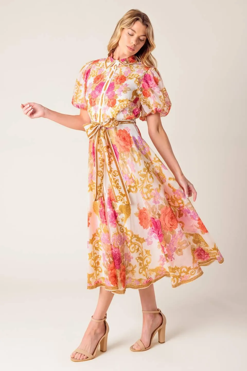 Garden Tapestry Ivory Floral Woven Midi Dress sold by Zulily product image thumbnail 4