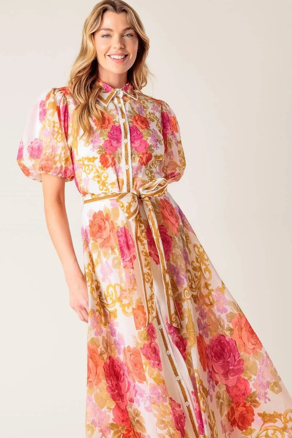 Garden Tapestry Ivory Floral Woven Midi Dress sold by Zulily product image thumbnail 5
