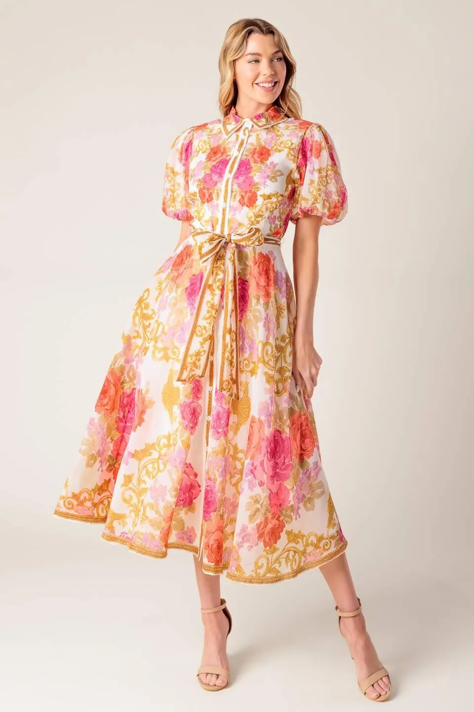 Garden Tapestry Ivory Floral Woven Midi Dress sold by Zulily product image thumbnail 3