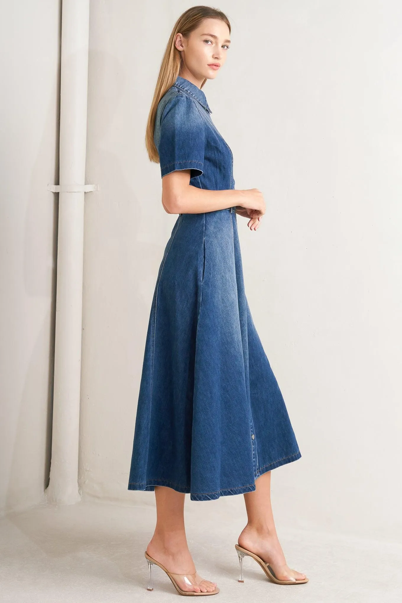 Elegant Touch Denim Midi Dress sold by Zulily product image thumbnail 3