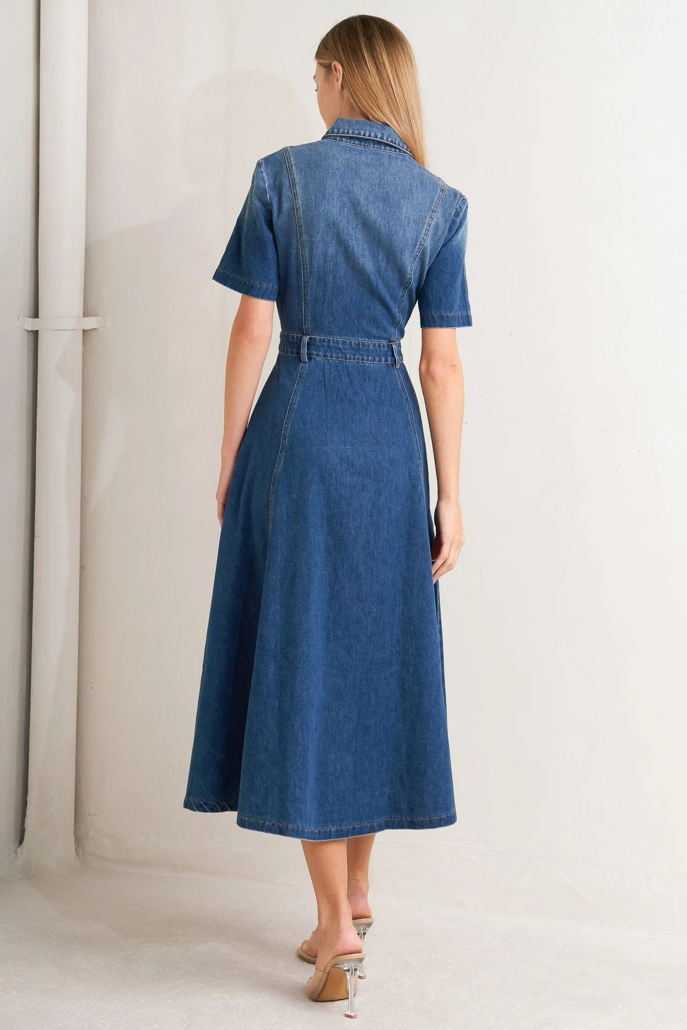 Elegant Touch Denim Midi Dress sold by Zulily product image thumbnail 4