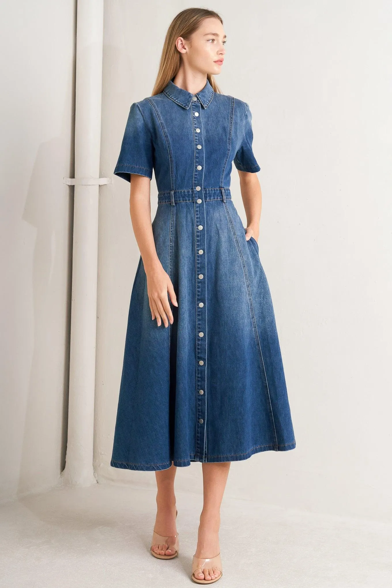 Elegant Touch Denim Midi Dress sold by Zulily
