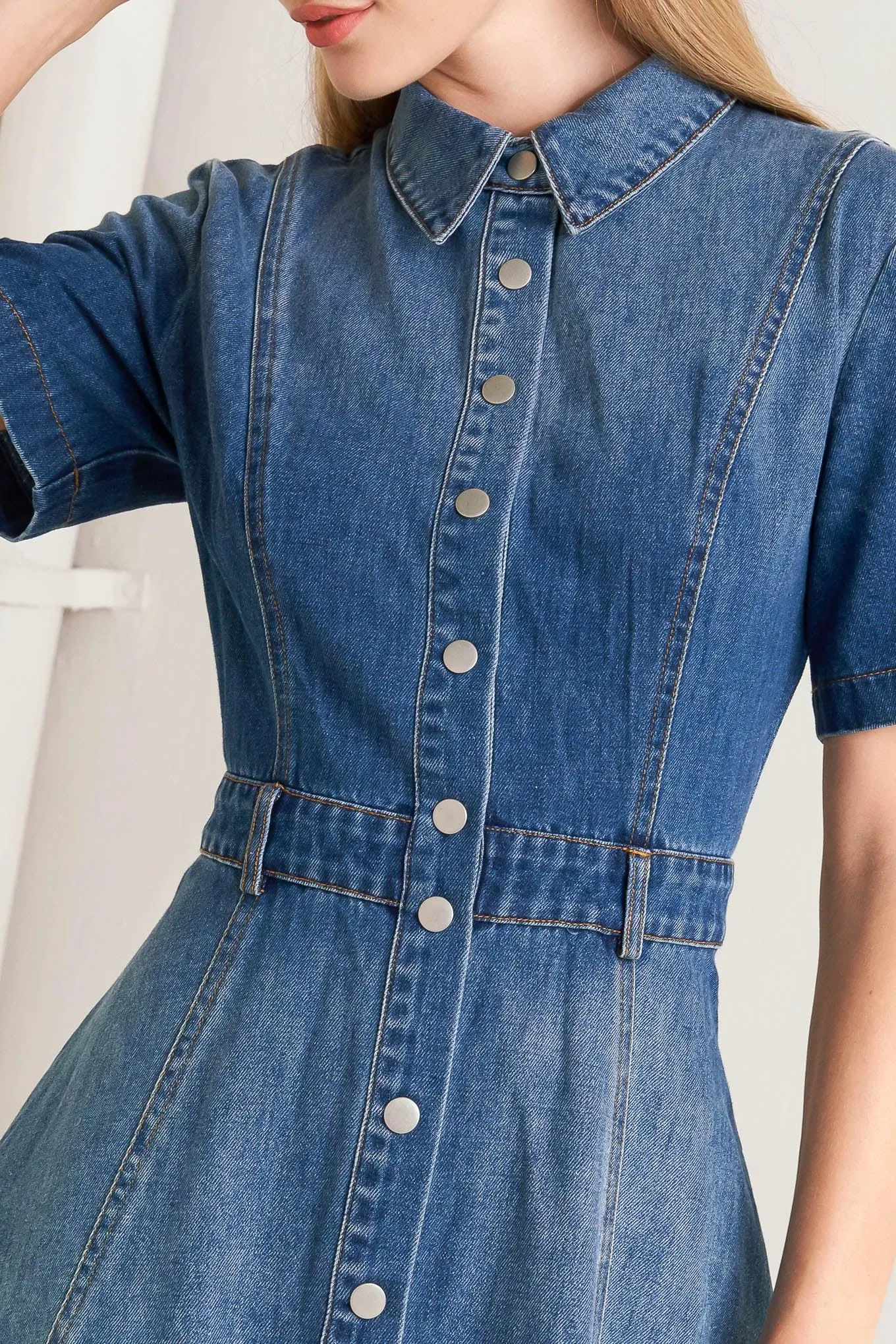 Elegant Touch Denim Midi Dress sold by Zulily product image thumbnail 5