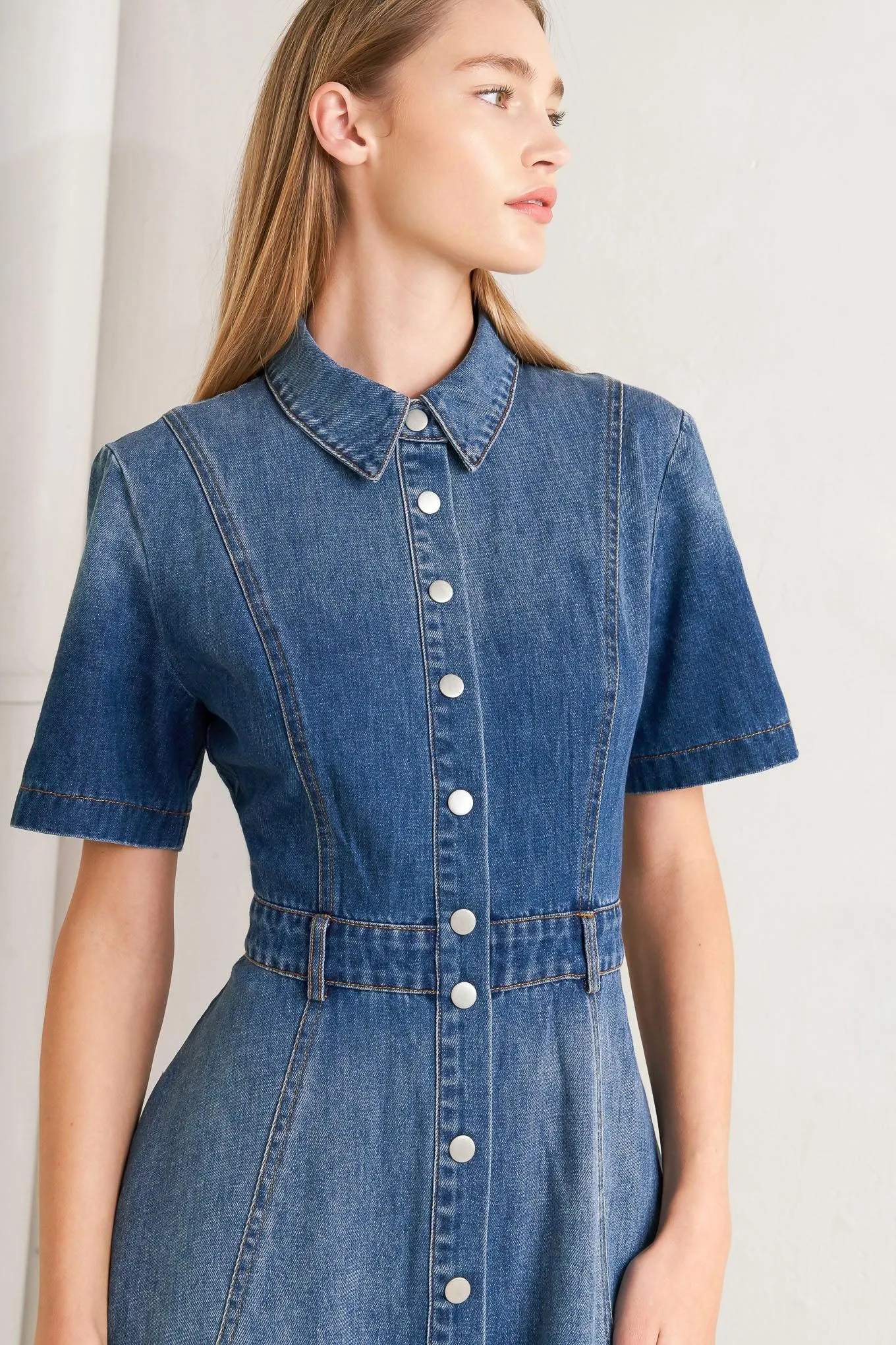 Elegant Touch Denim Midi Dress sold by Zulily product image thumbnail 2
