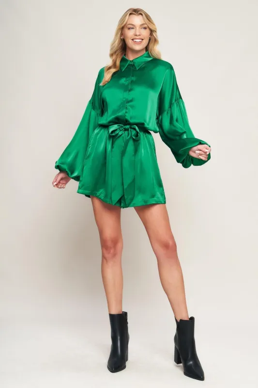 Celebration Time Woven Satin Romper made by Flying Tomato