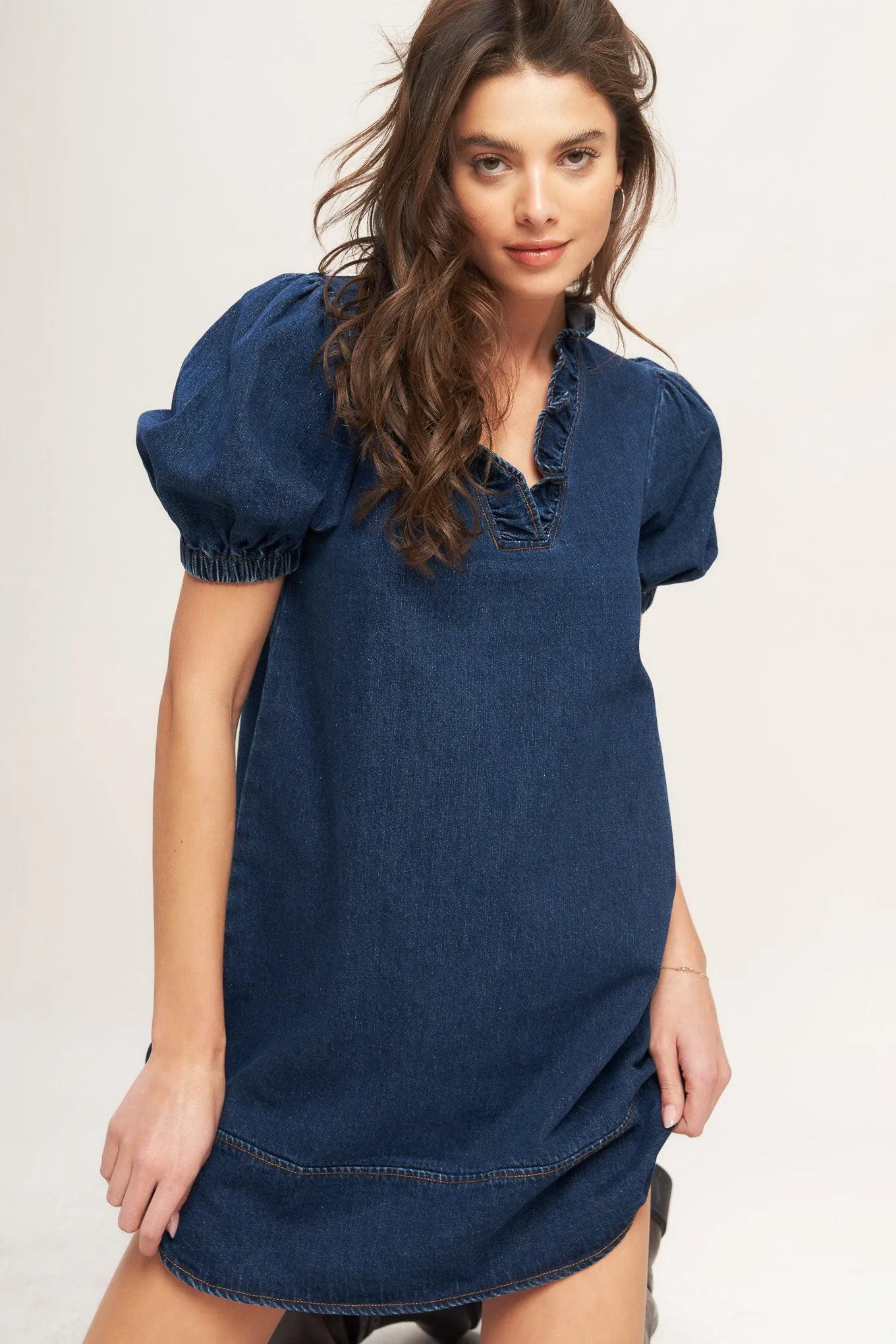 Modern Folk Touch Dnim Mini Dress sold by Zulily product image thumbnail 4