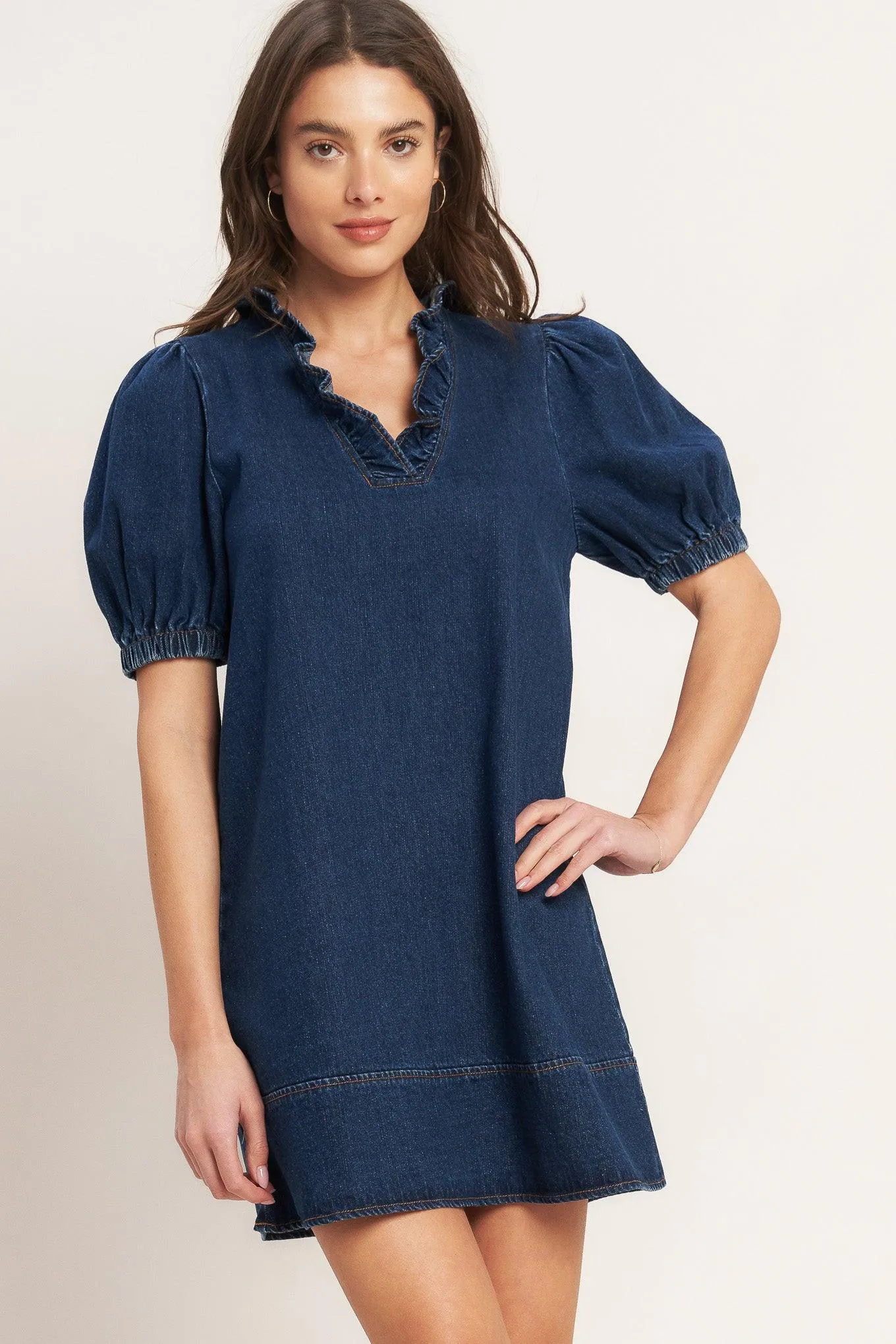 Modern Folk Touch Dnim Mini Dress sold by Zulily product image thumbnail 3
