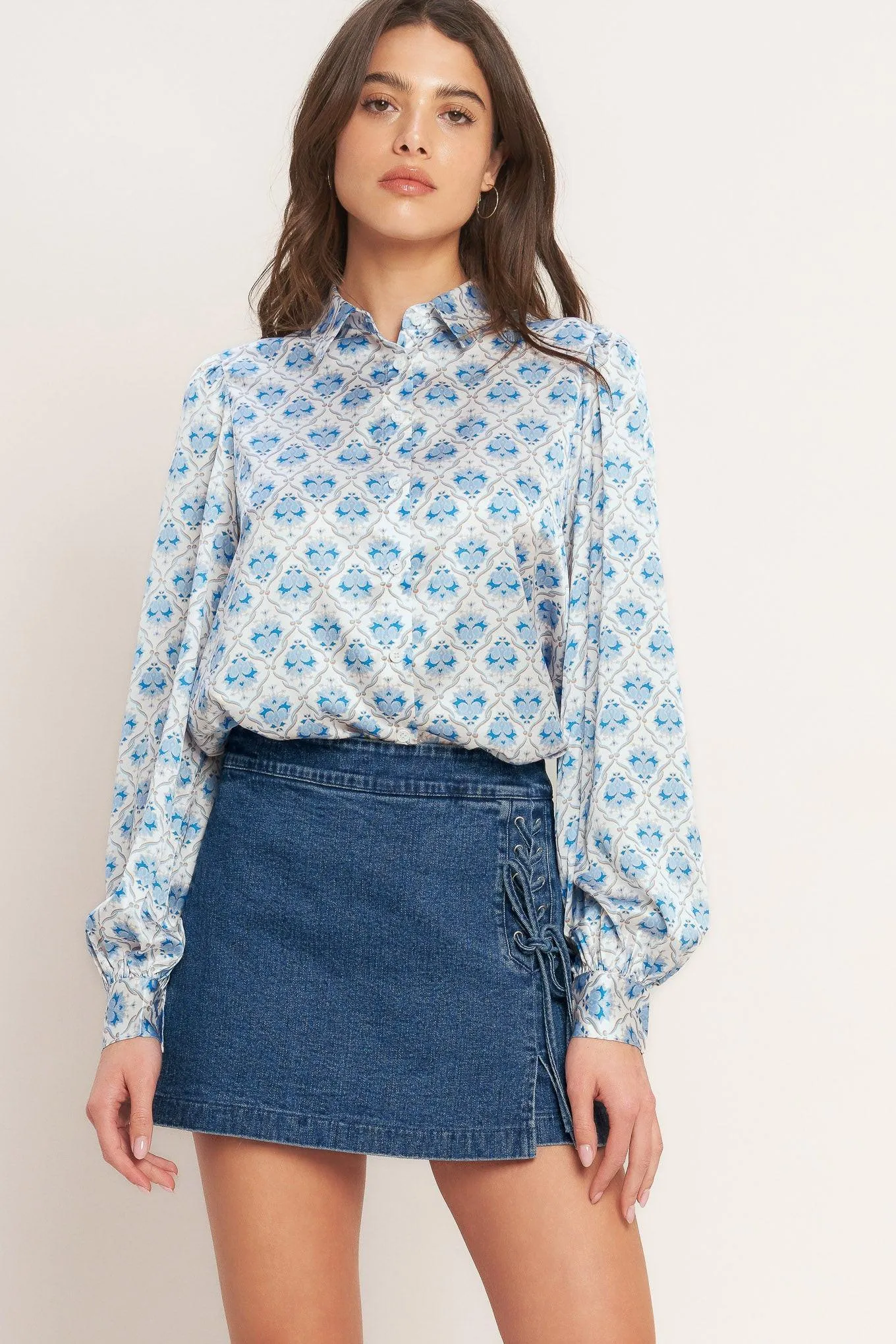 City Lace-up Denim Skort sold by Zulily product image thumbnail 4