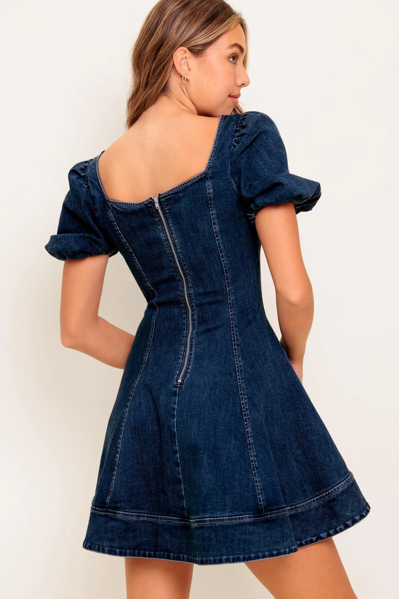 Dark Midnight Denim Mini Dress sold by Zulily product image thumbnail 4