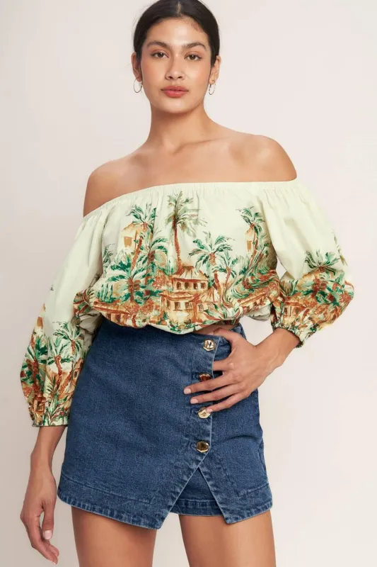 Island Time Only Woven Crop Top made by Flying Tomato