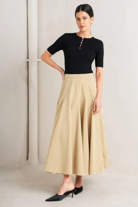 Pale Frame Woven Taupe Circle Skirt made by Flying Tomato