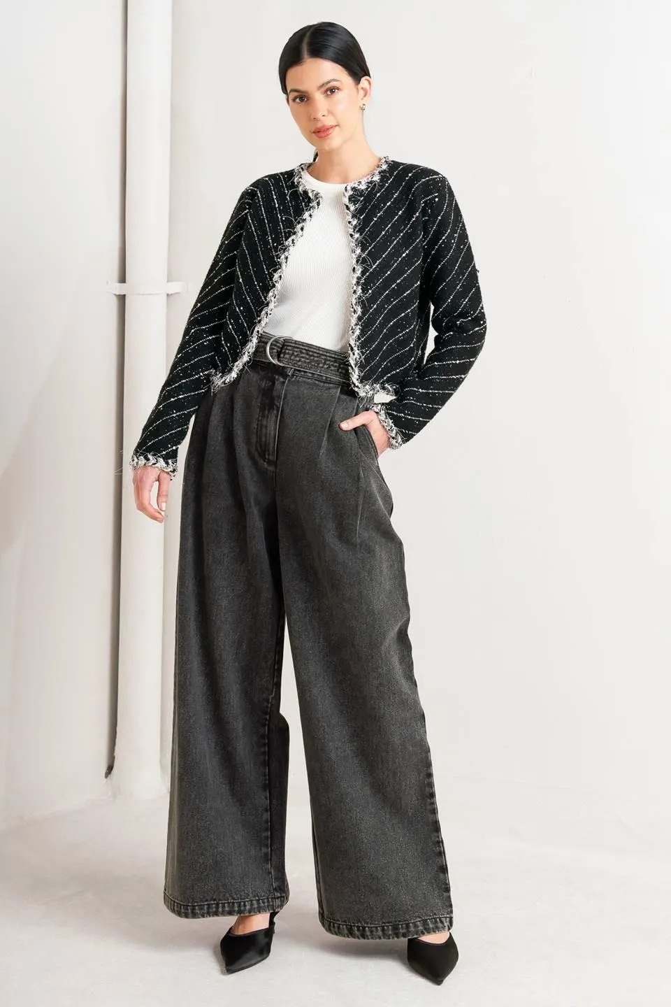 Noir Linear Sweater Knit Jacket sold by Zulily product image thumbnail 3