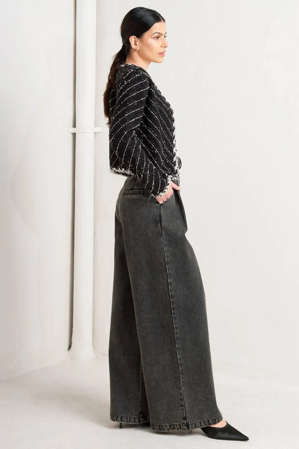 Noir Linear Sweater Knit Jacket sold by Zulily product image thumbnail 4