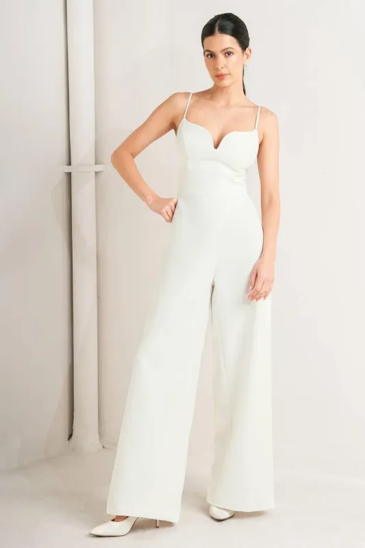 Pristine Edge Off White Woven Jumpsuit made by Flying Tomato