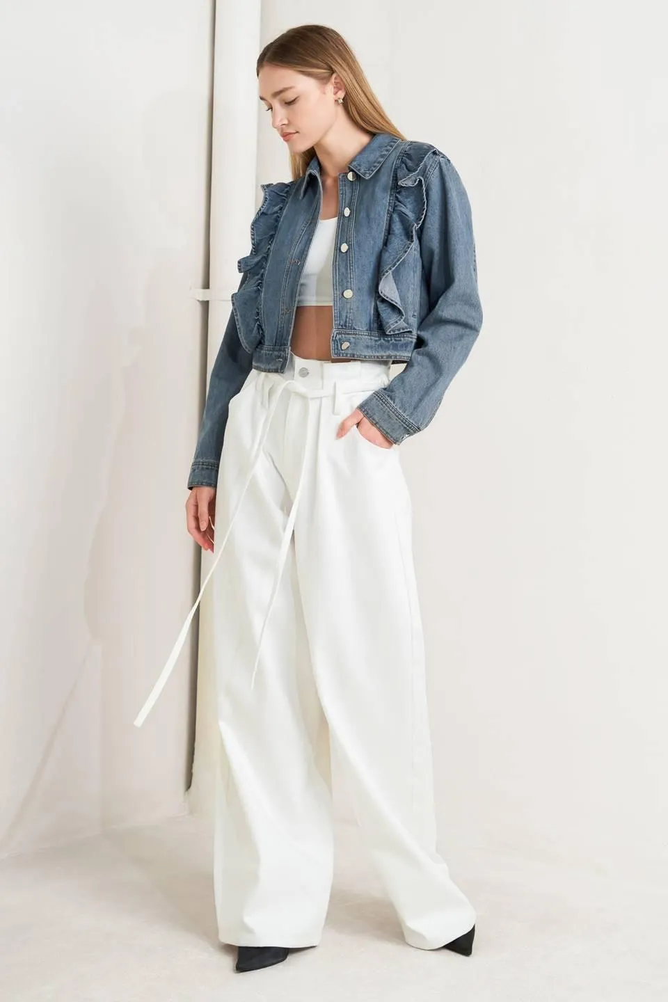 French Femme Denim Crop Jacket sold by Zulily product image thumbnail 4