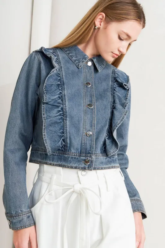 French Femme Denim Crop Jacket made by Flying Tomato
