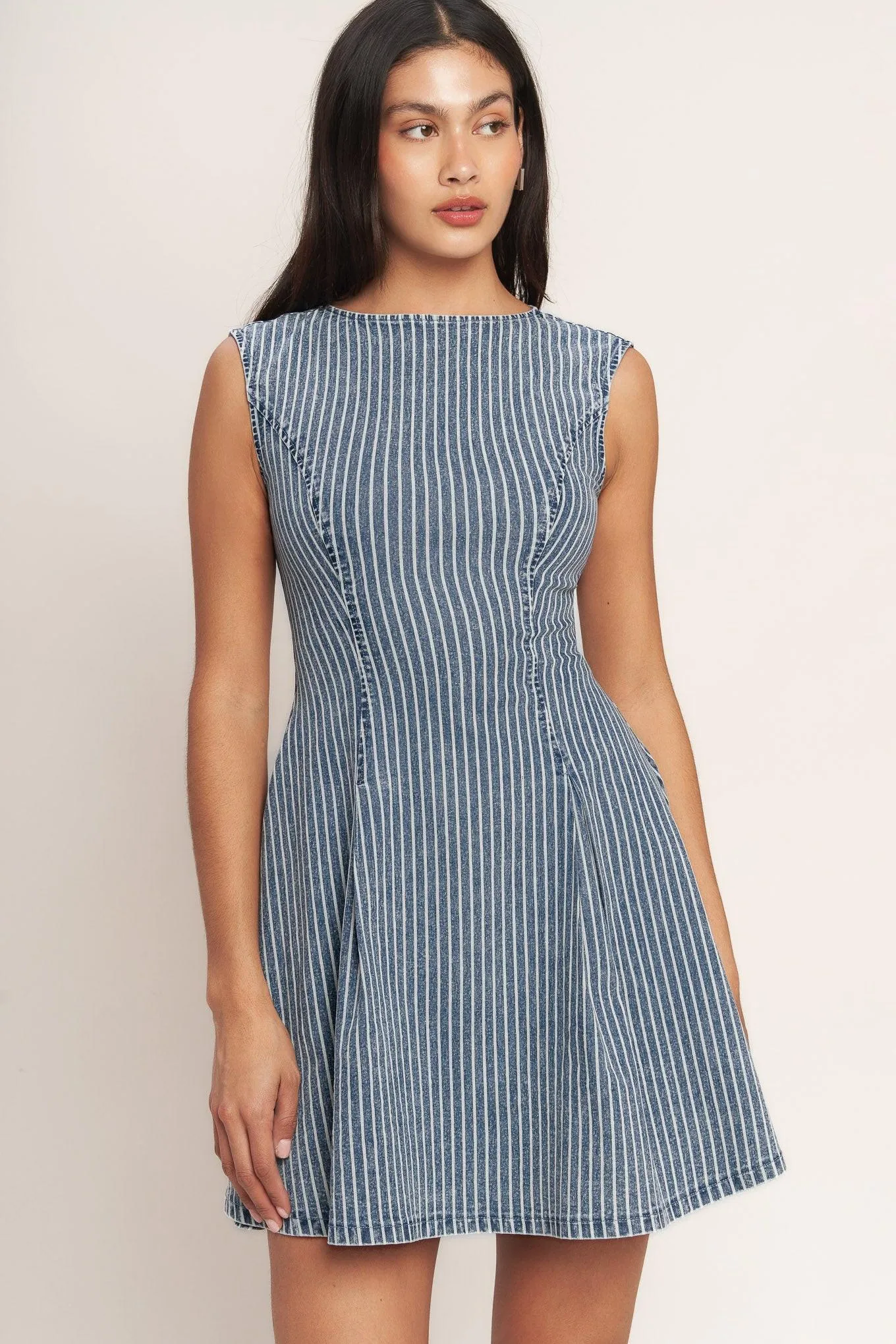 Perfectly Planned Striped Denim Mini Dress sold by Zulily product image thumbnail 4