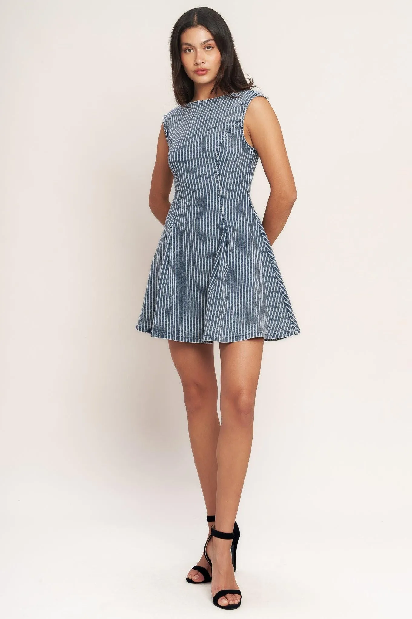 Perfectly Planned Striped Denim Mini Dress sold by Zulily