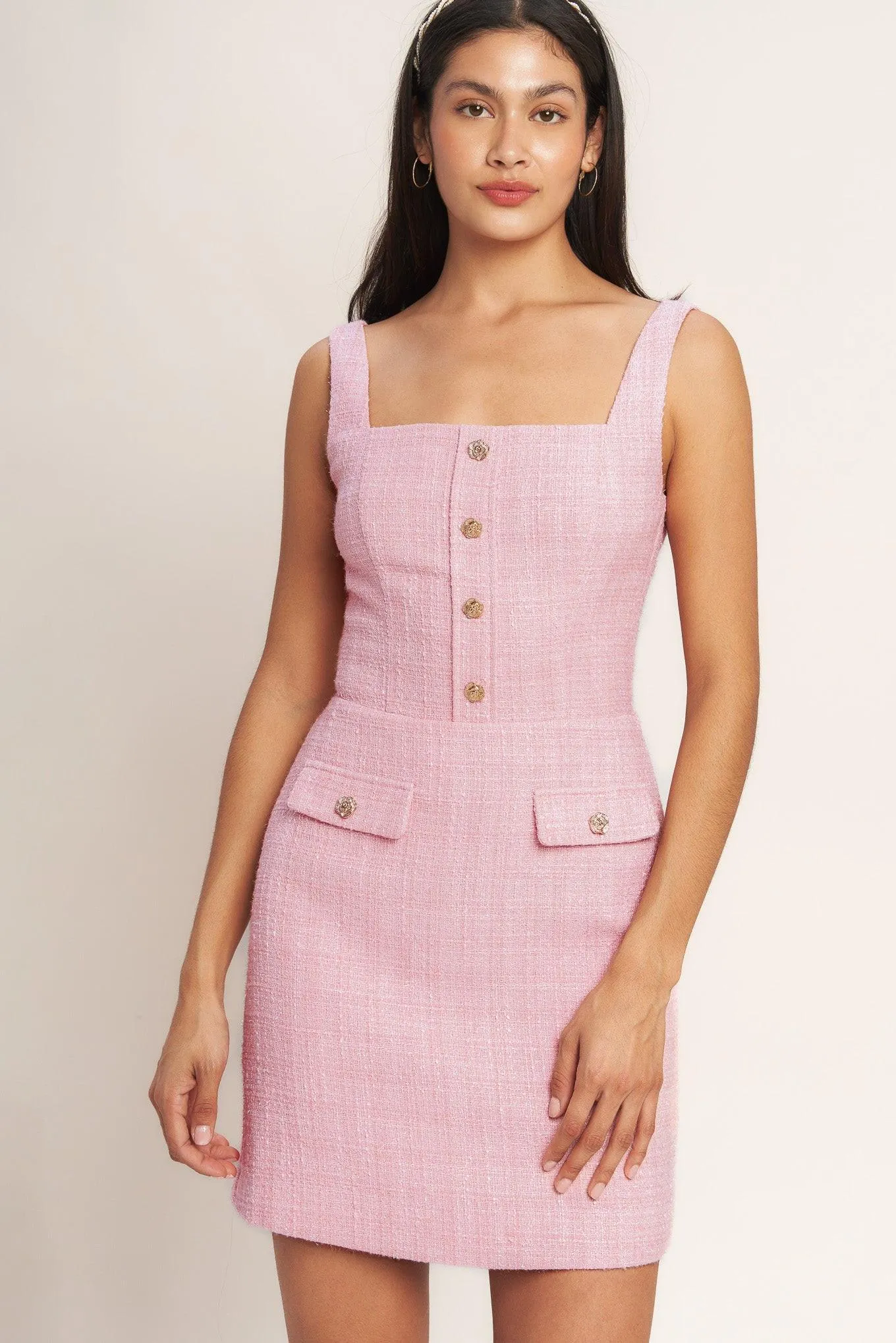 On My Way Pink Woven Tweed Mini Dress sold by Zulily product image thumbnail 4