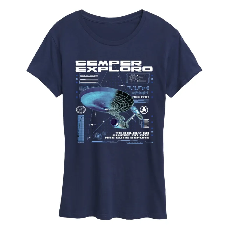 Star Trek - Enterprise Semper Exploro - Women's Short Sleeve Graphic T-Shirt made by Zulily