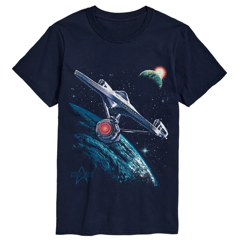 Star Trek - Enterprise In Space - Men's Short Sleeve Graphic T-Shirt made by Zulily