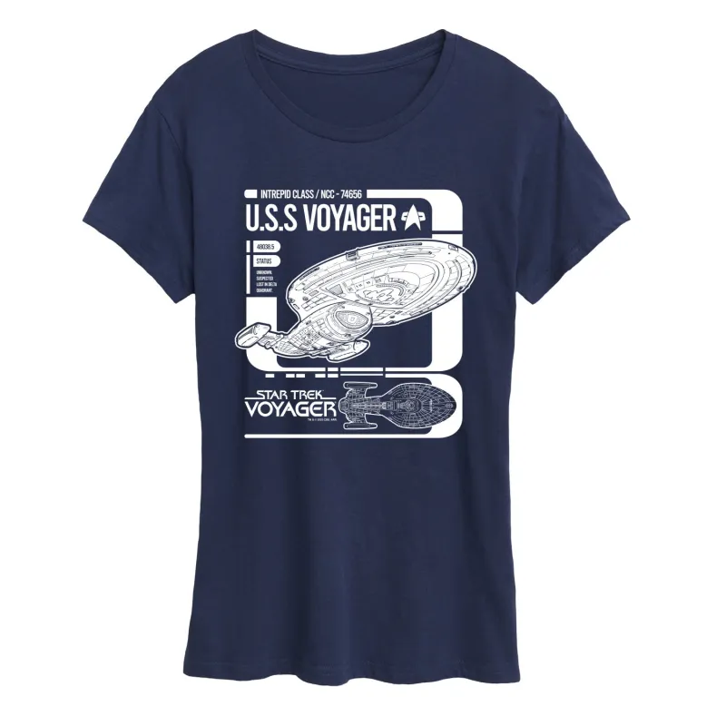 Star Trek - Voyager Schematic - Women's Short Sleeve Graphic T-Shirt made by Zulily