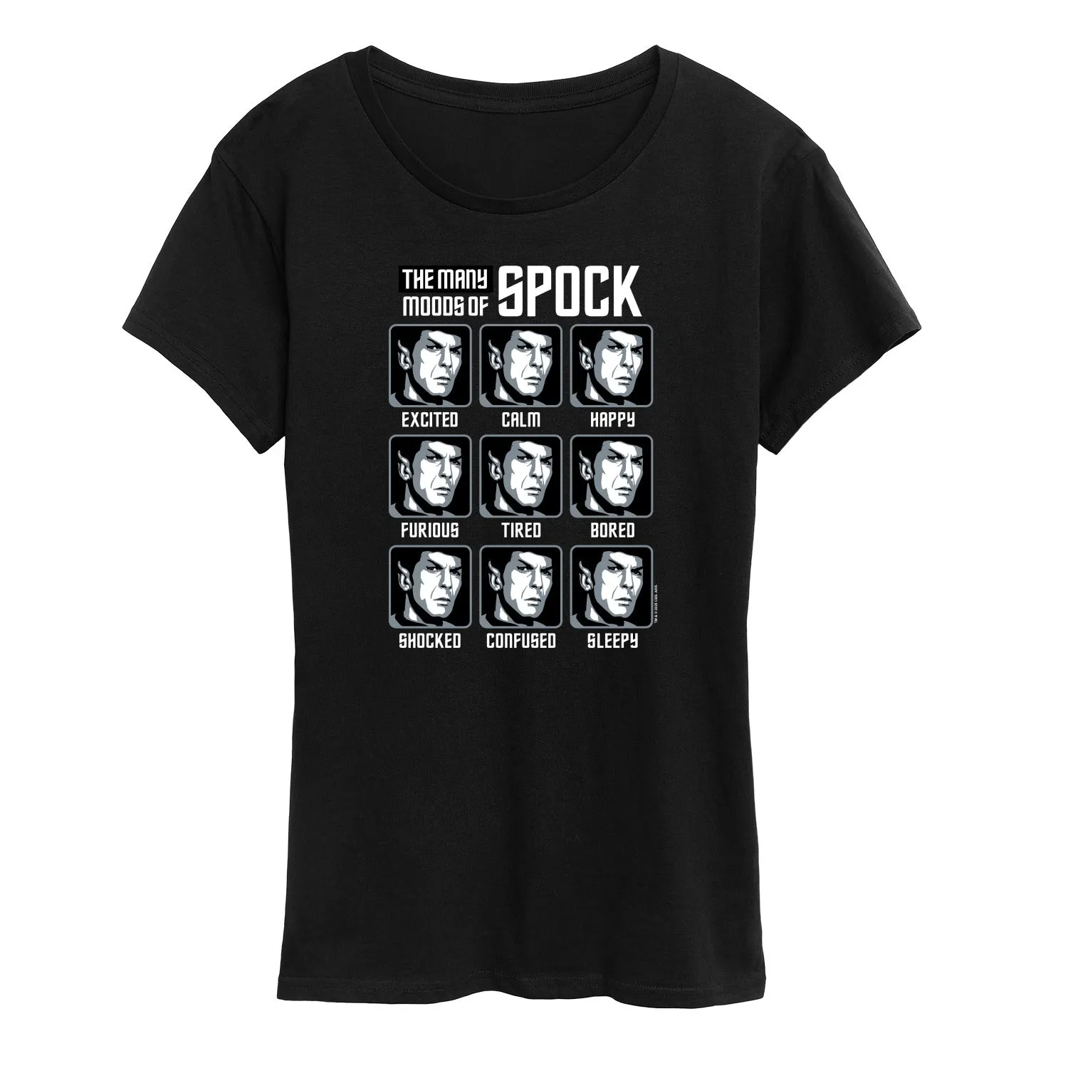 Star Trek - Spock Moods - Women's Short Sleeve Graphic T-Shirt sold by Zulily