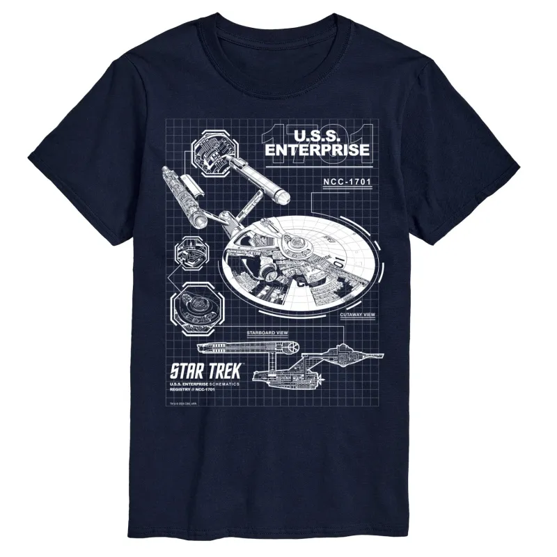 Star Trek - Enterprise Diagram - Men's Short Sleeve Graphic T-Shirt made by Zulily