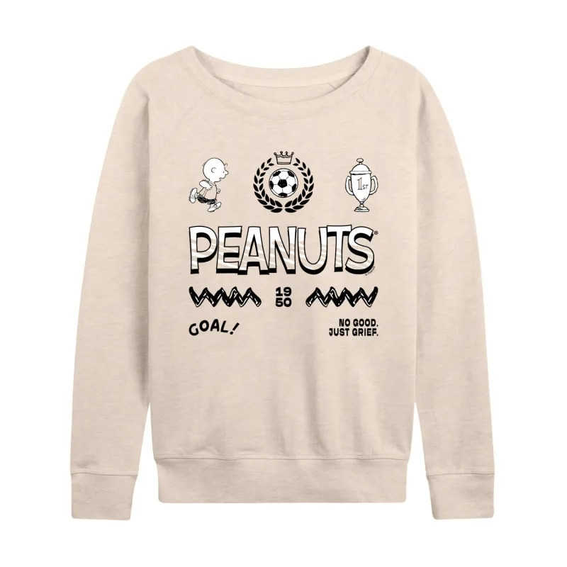 Peanuts - Charlie Brown Soccer Jersey - Women's French Terry Long Sleeve Pullover made by Peanuts