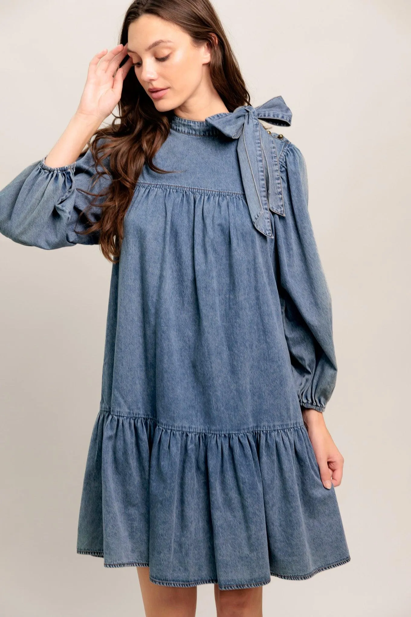Common Ground Light Weight Denim Mini Dress sold by Zulily product image thumbnail 3