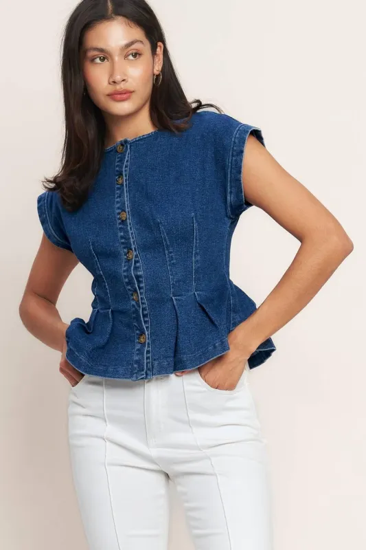 The One You Keep Denim Top made by Flying Tomato