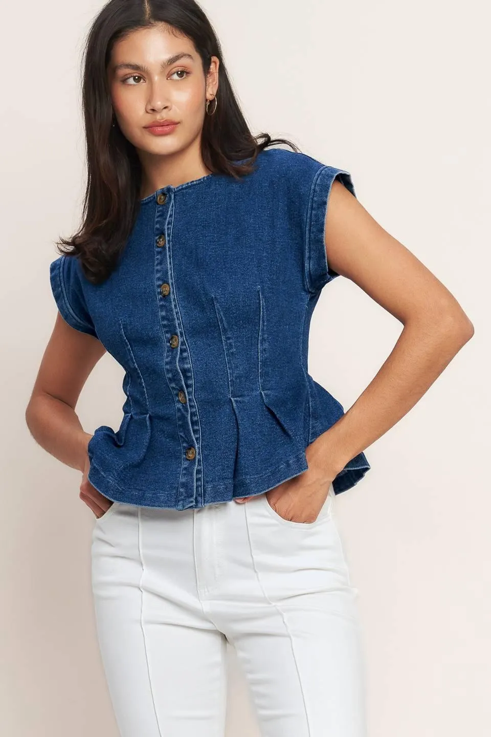 The One You Keep Denim Top sold by Zulily