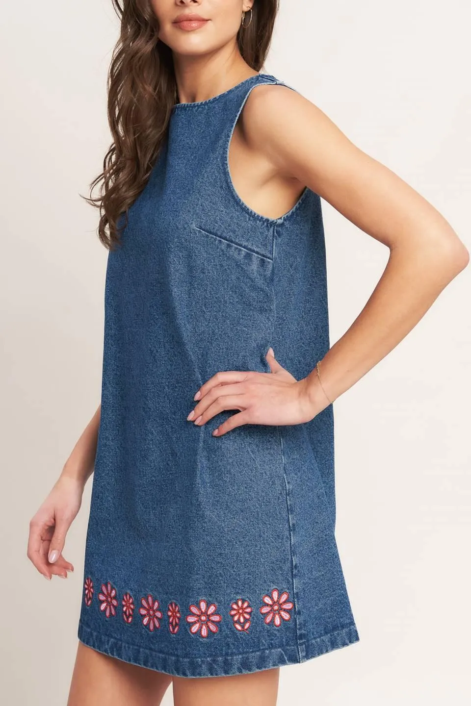 Artisan-inspired Denim Mini Shift Dress sold by Zulily product image thumbnail 4