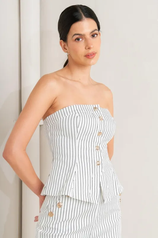 Effortless Form Stripe Woven Twill Top made by Flying Tomato