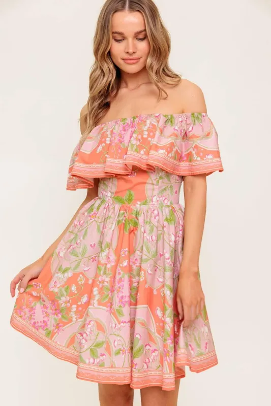 Whispering Coral Woven Mini Dress made by Flying Tomato