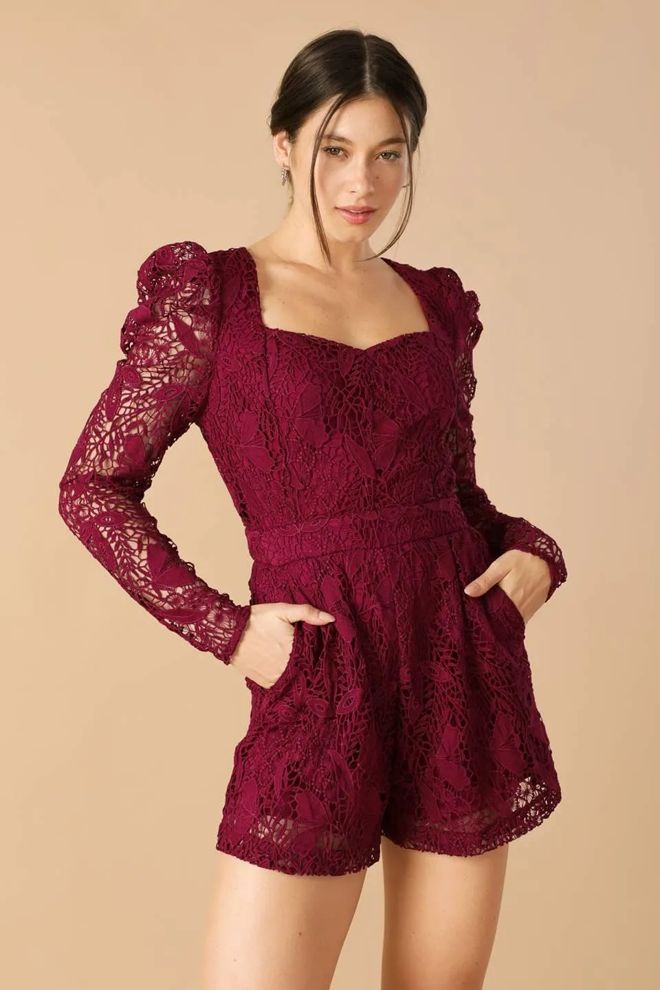 Days Go by Lace Woven Romper sold by Zulily