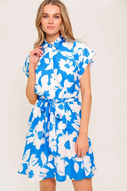 Citrus Crush Blue Woven Mini Dress made by Flying Tomato