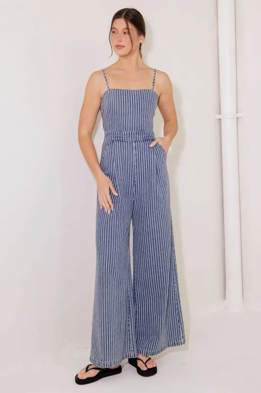 Begin Again Blue Denim Jumpsuit made by Flying Tomato