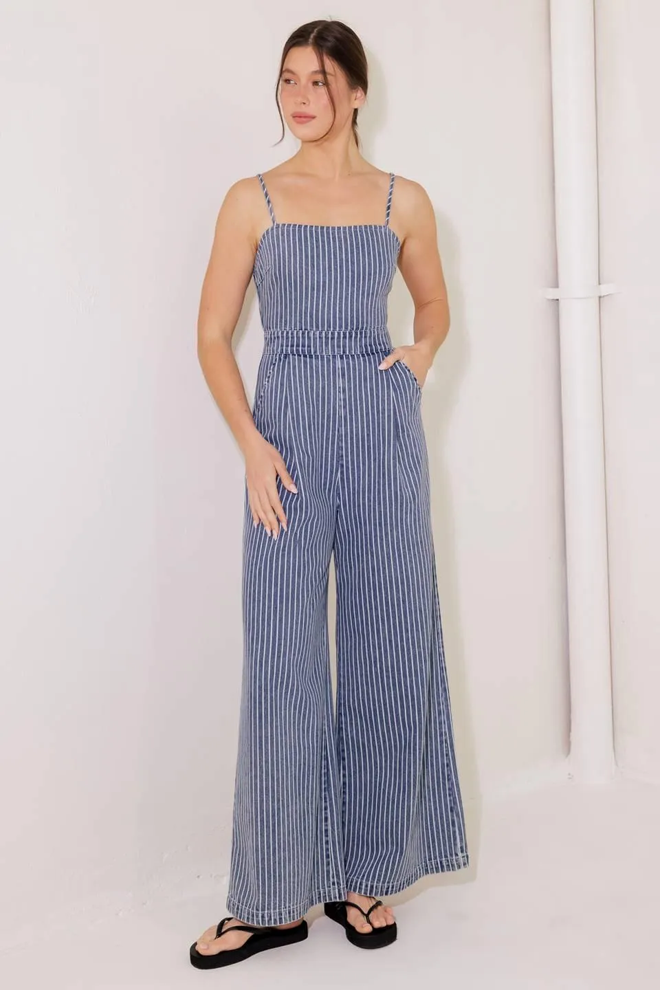 Begin Again Blue Denim Jumpsuit sold by Zulily