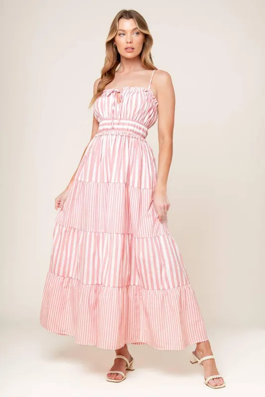 Gia Peony Pink Woven Maxi Dress made by Flying Tomato