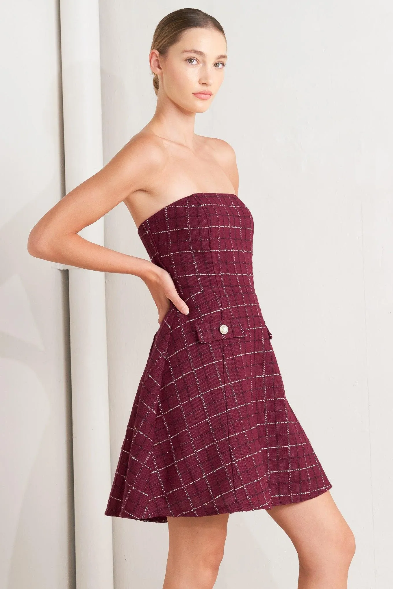 Tweed Doll Wine Woven Mini Dress sold by Zulily product image thumbnail 4