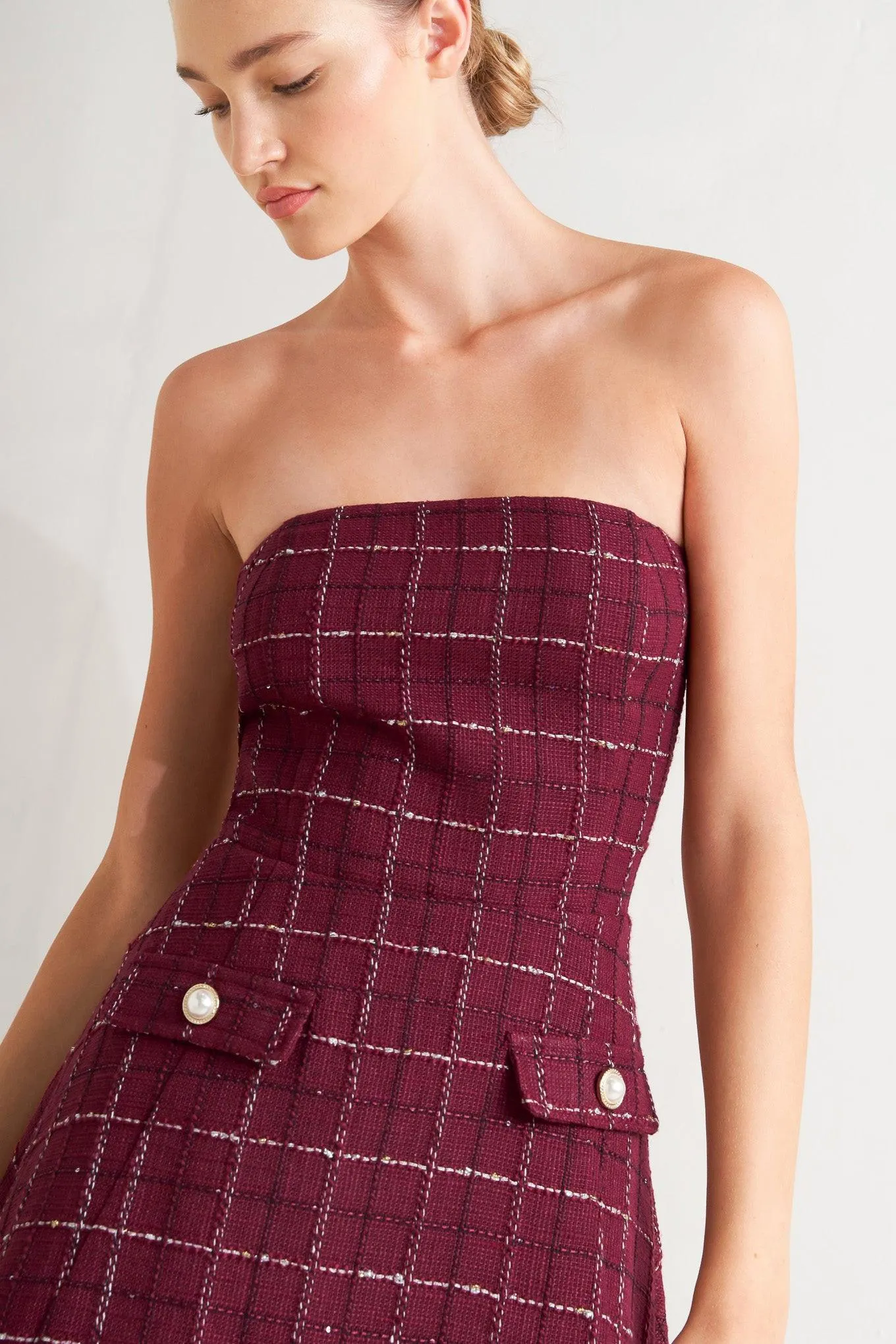 Tweed Doll Wine Woven Mini Dress sold by Zulily product image thumbnail 2