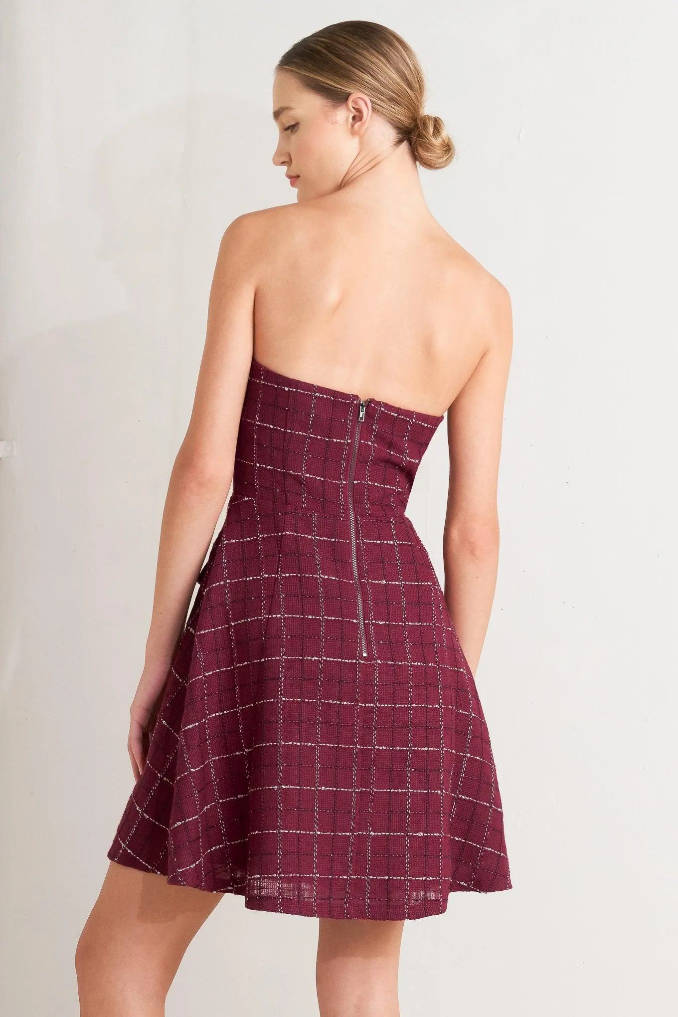 Tweed Doll Wine Woven Mini Dress sold by Zulily product image thumbnail 3