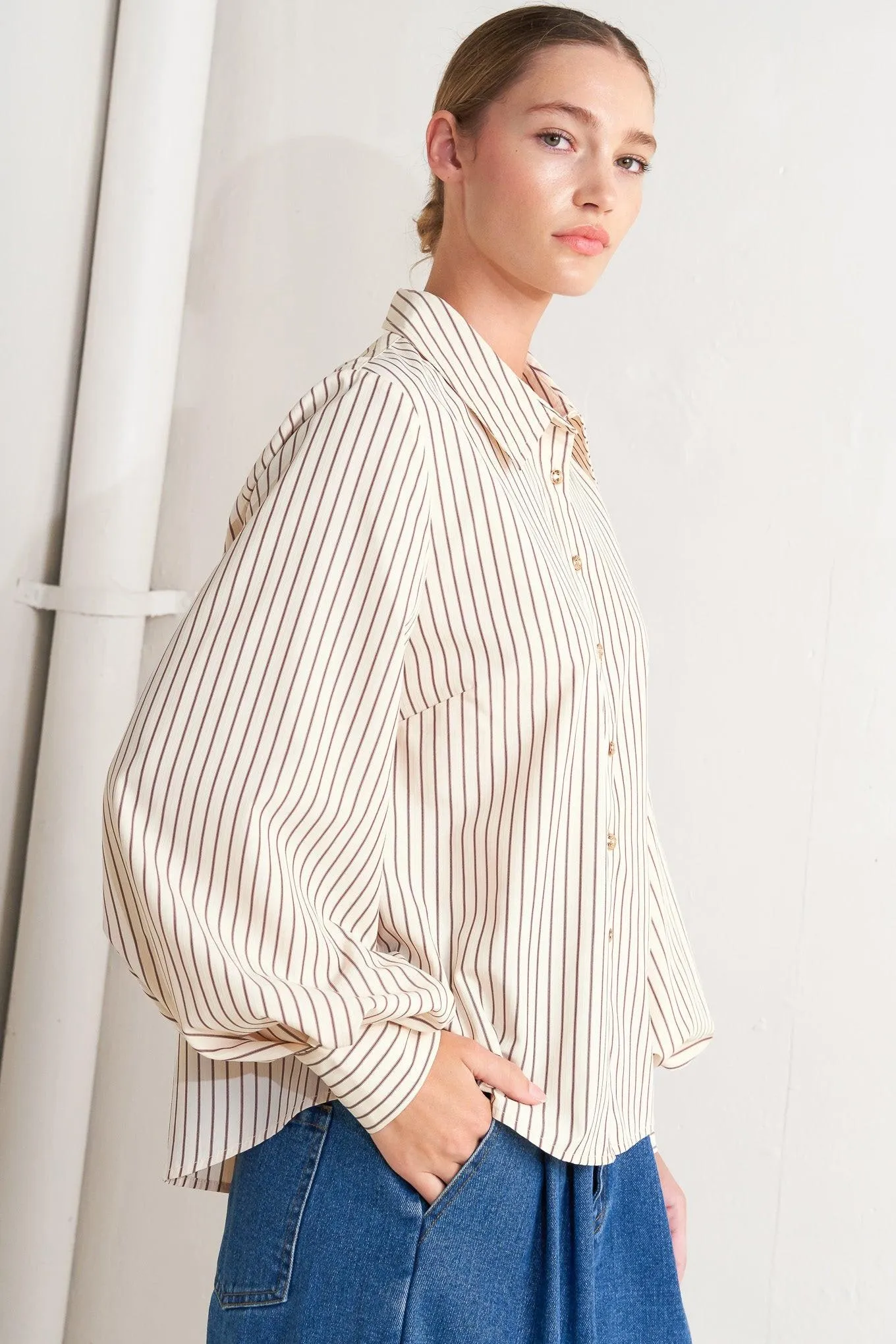 Pinstripe Chic Woven Top sold by Zulily product image thumbnail 3