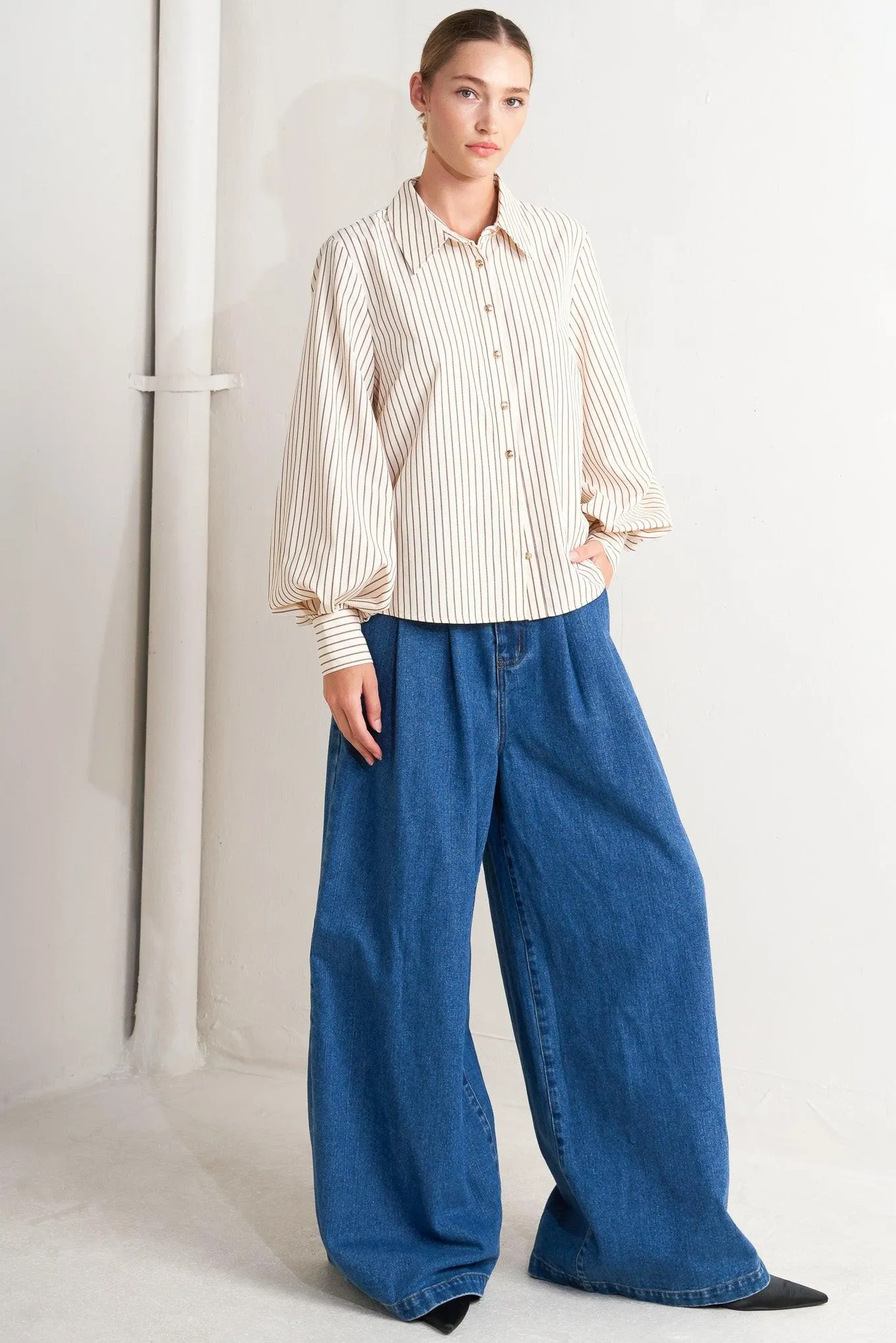 Pinstripe Chic Woven Top sold by Zulily product image thumbnail 4