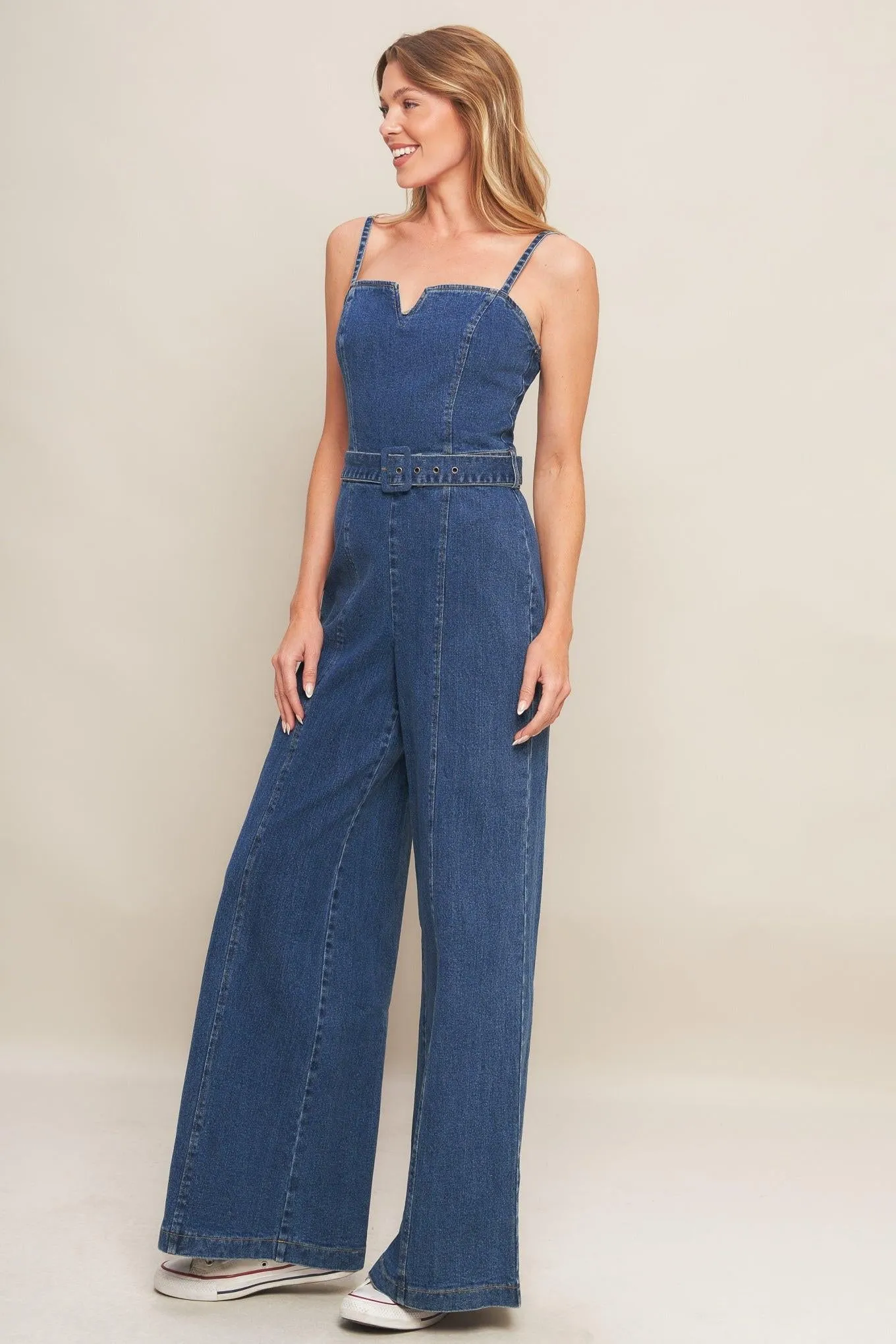 Expert Sweetness Medium Indigo Denim Jumpsuit sold by Zulily