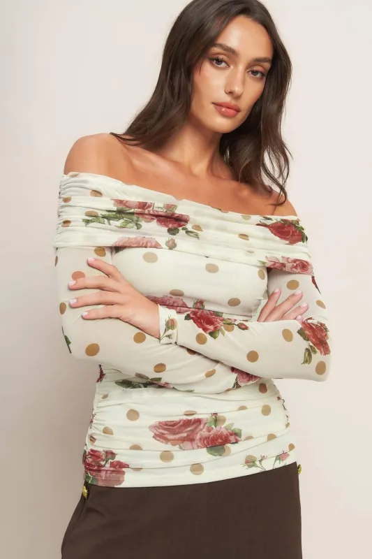 Cream & Bloom Delight Power Mesh Top made by Flying Tomato