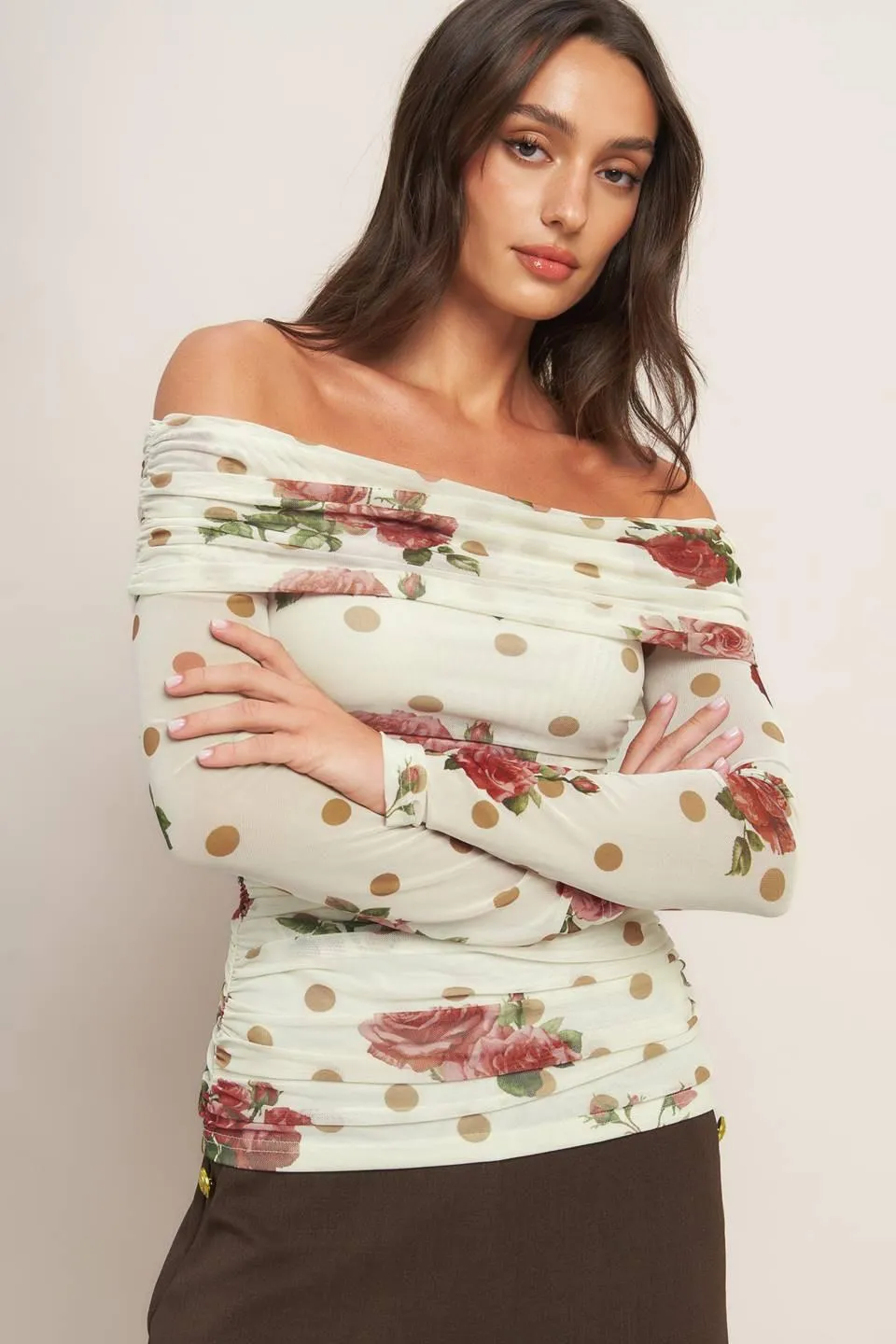 Cream & Bloom Delight Power Mesh Top sold by Zulily